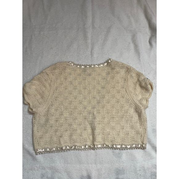 Vintage Karen Millen Knit Cropped Cardigan  Coquette Feminine Y2K Womans Large - Picture 2 of 15